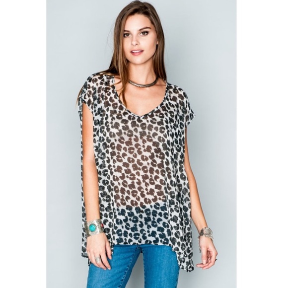 SHOW ME YOUR MUMU Leopard Sheer Soaree Tunic O/S - Picture 2 of 10
